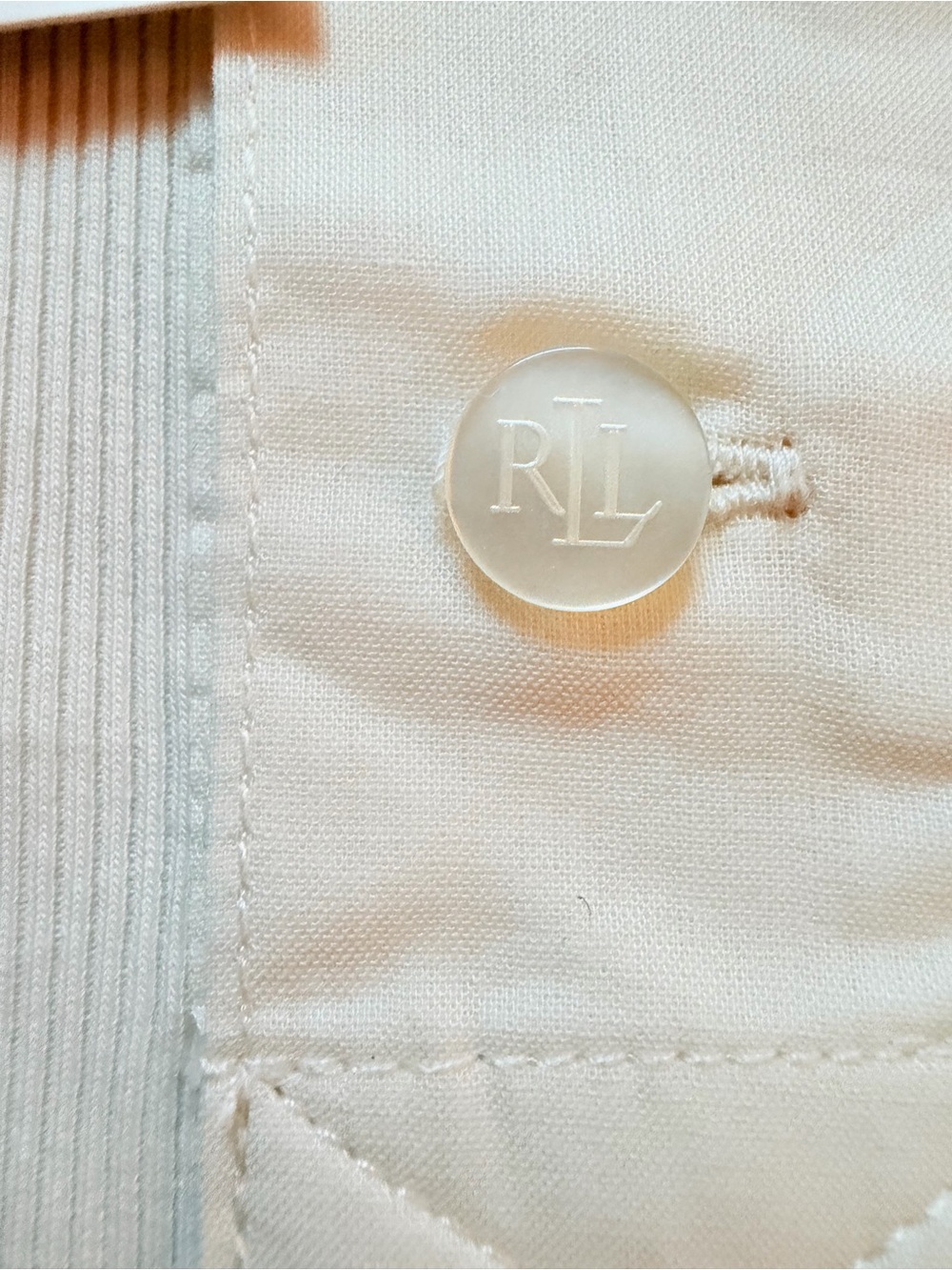 Lauren Ralph Lauren LRL Cream Henley Top Stretch Cotton Slim Fit Size S NWT - Picture 6 of 8
